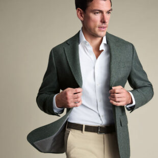 Wool Textured Jacket – Forest Green